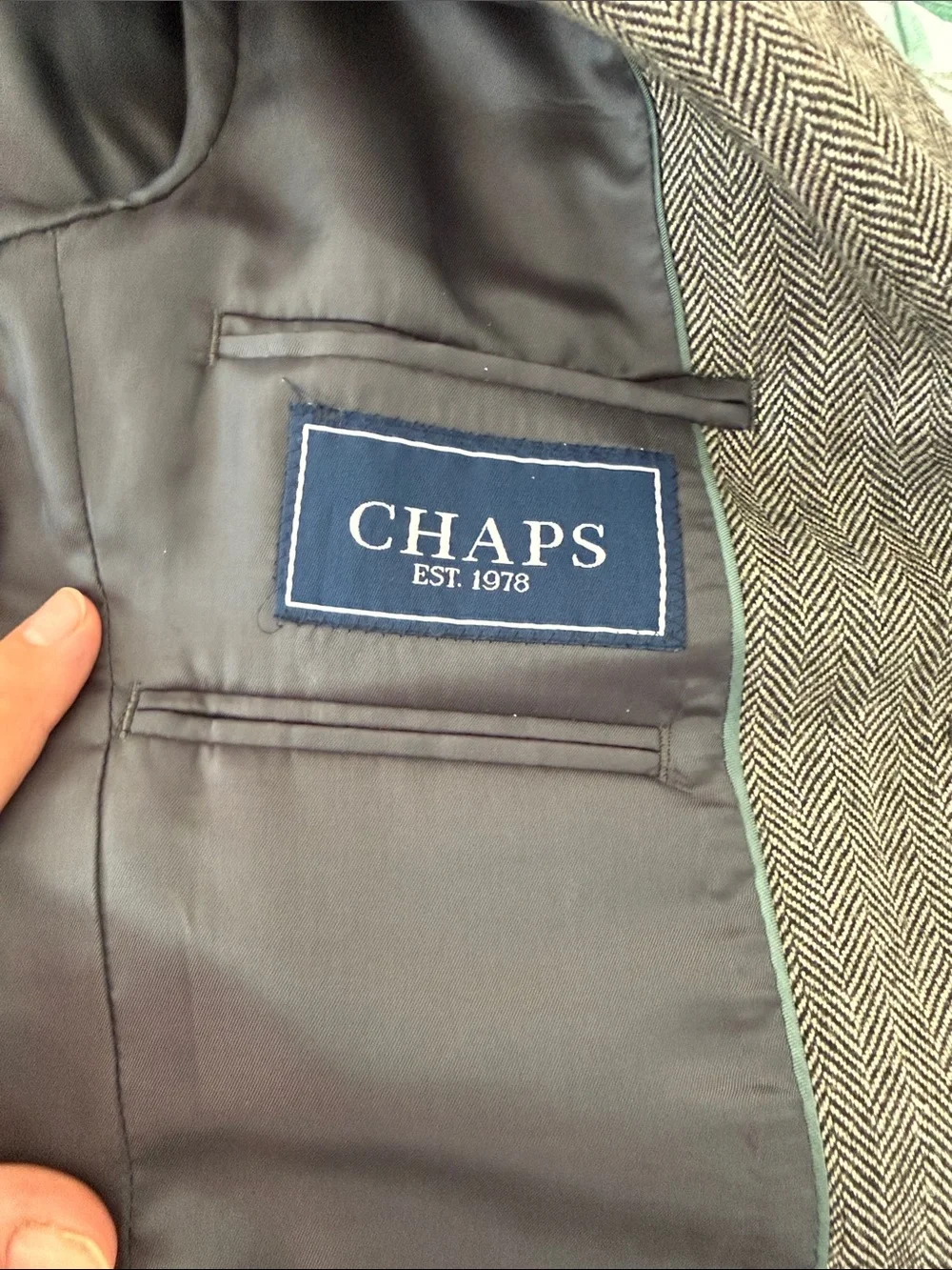 Chaps Gray Herringbone Sport Coat